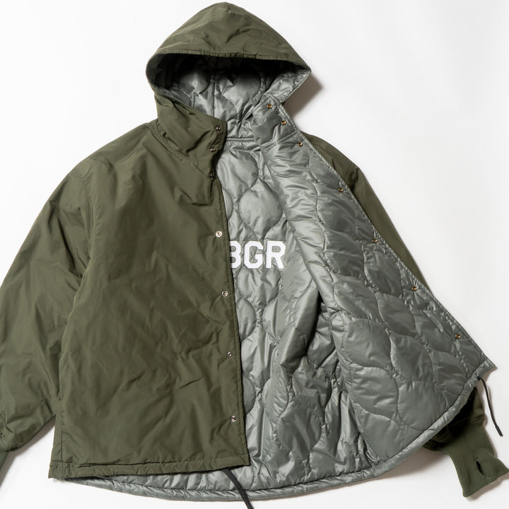 NYLON REVERSIBLE HOOD JACKET, KHAKIxGRAY