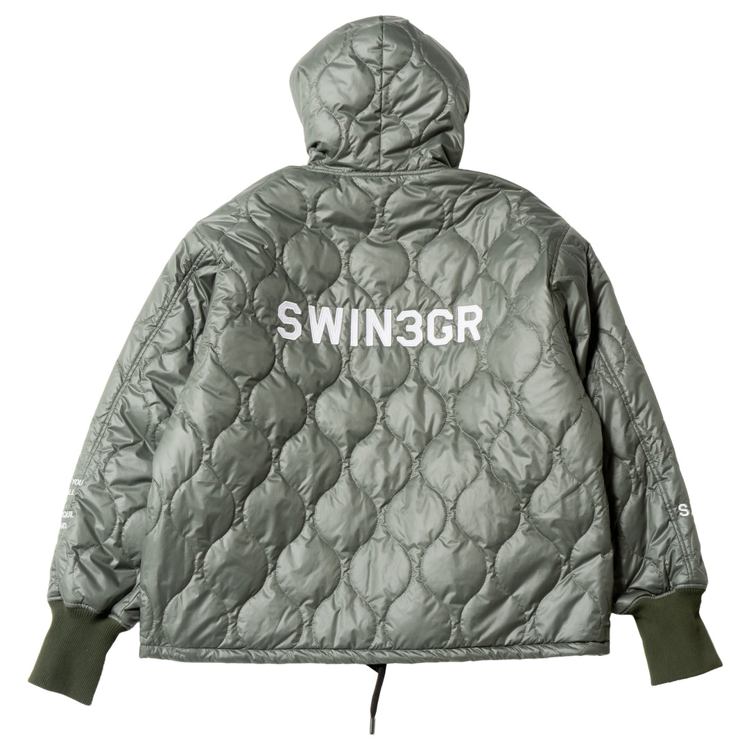 NYLON REVERSIBLE HOOD JACKET, KHAKIxGRAY