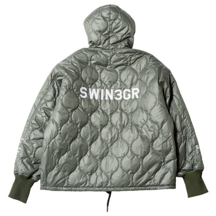 NYLON REVERSIBLE HOOD JACKET, KHAKIxGRAY