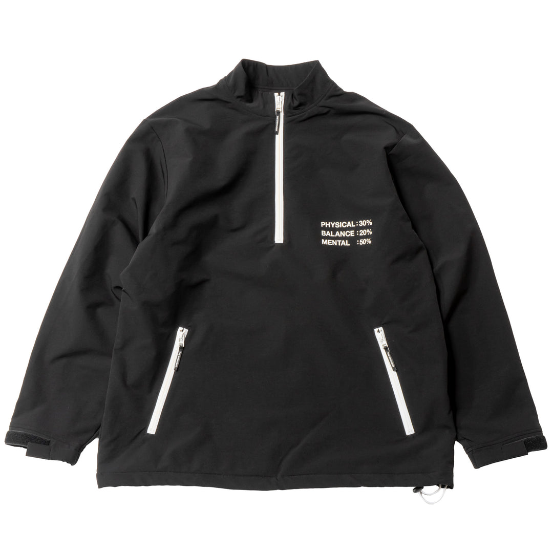 STRETCH NYLON STAND ZIP TOP, BLACK