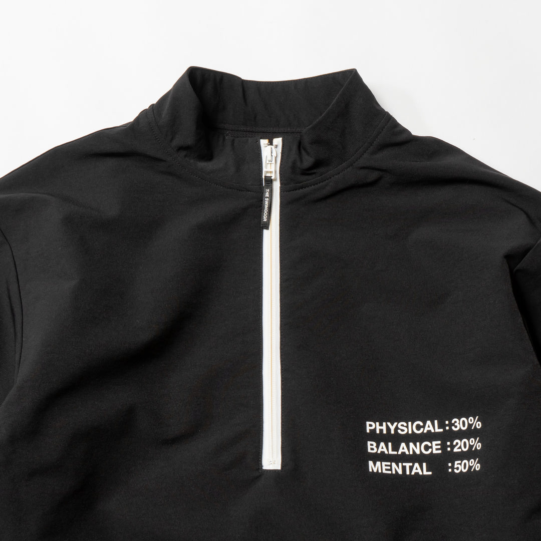 STRETCH NYLON STAND ZIP TOP, BLACK