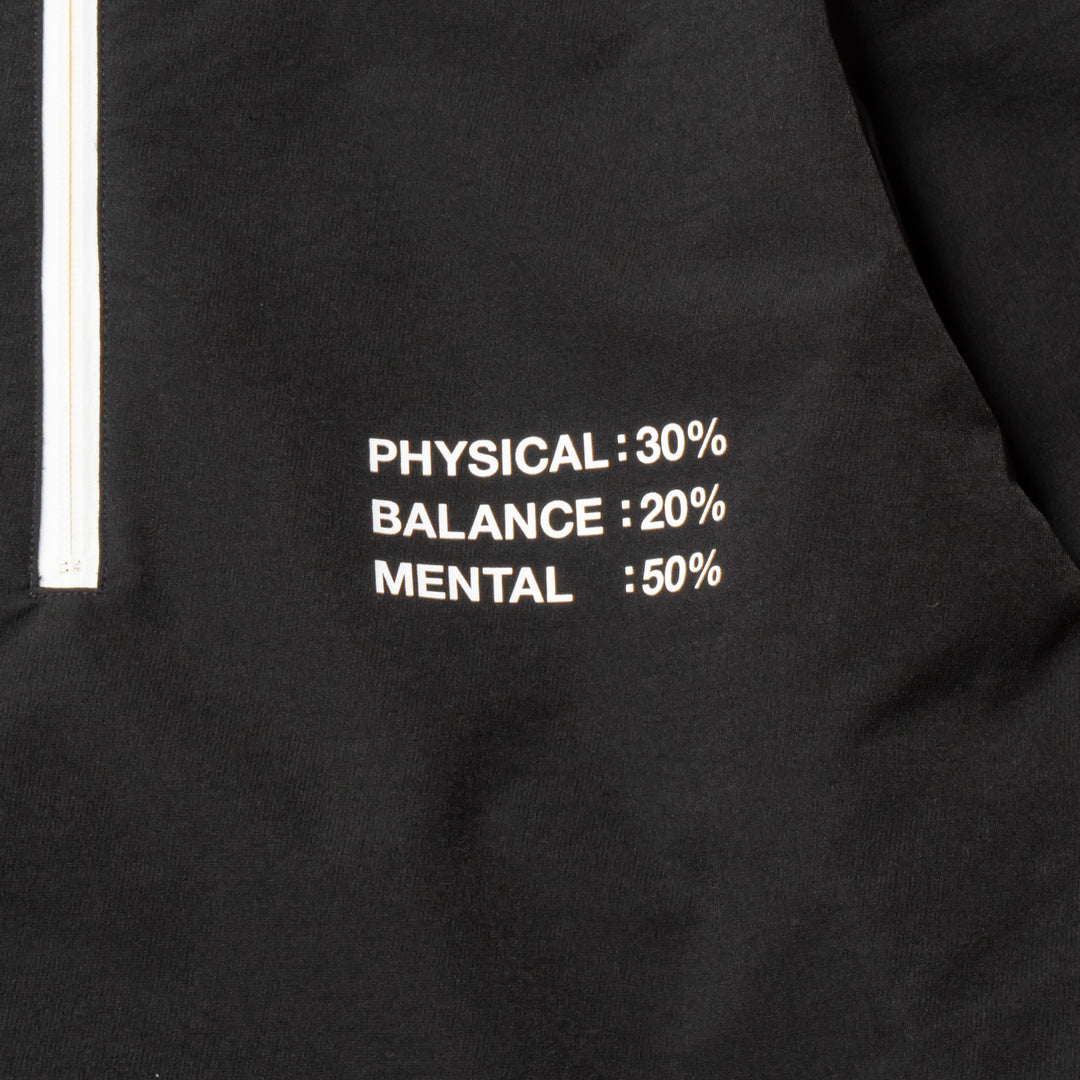 STRETCH NYLON STAND ZIP TOP, BLACK