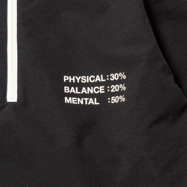 STRETCH NYLON STAND ZIP TOP, BLACK