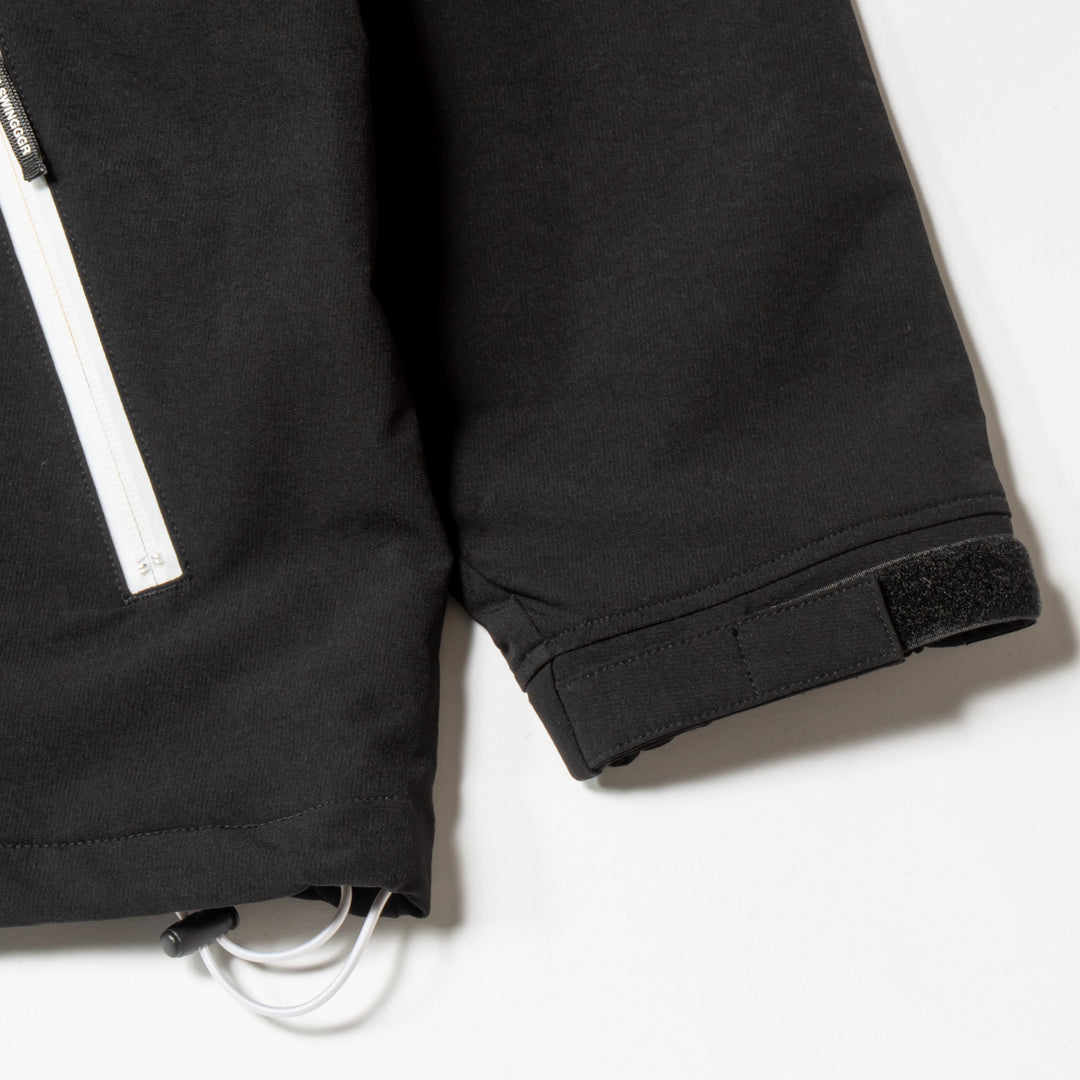 STRETCH NYLON STAND ZIP TOP, BLACK