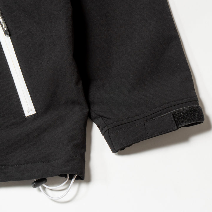 STRETCH NYLON STAND ZIP TOP, BLACK