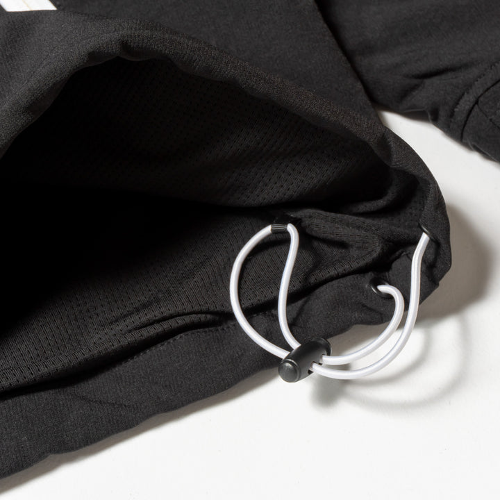 STRETCH NYLON STAND ZIP TOP, BLACK