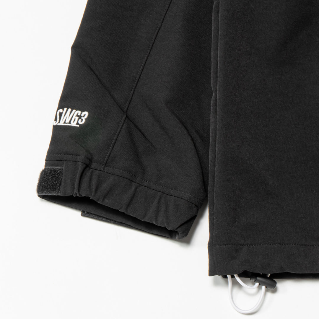 STRETCH NYLON STAND ZIP TOP, BLACK