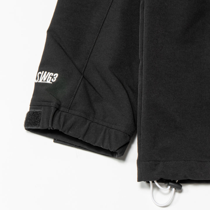 STRETCH NYLON STAND ZIP TOP, BLACK