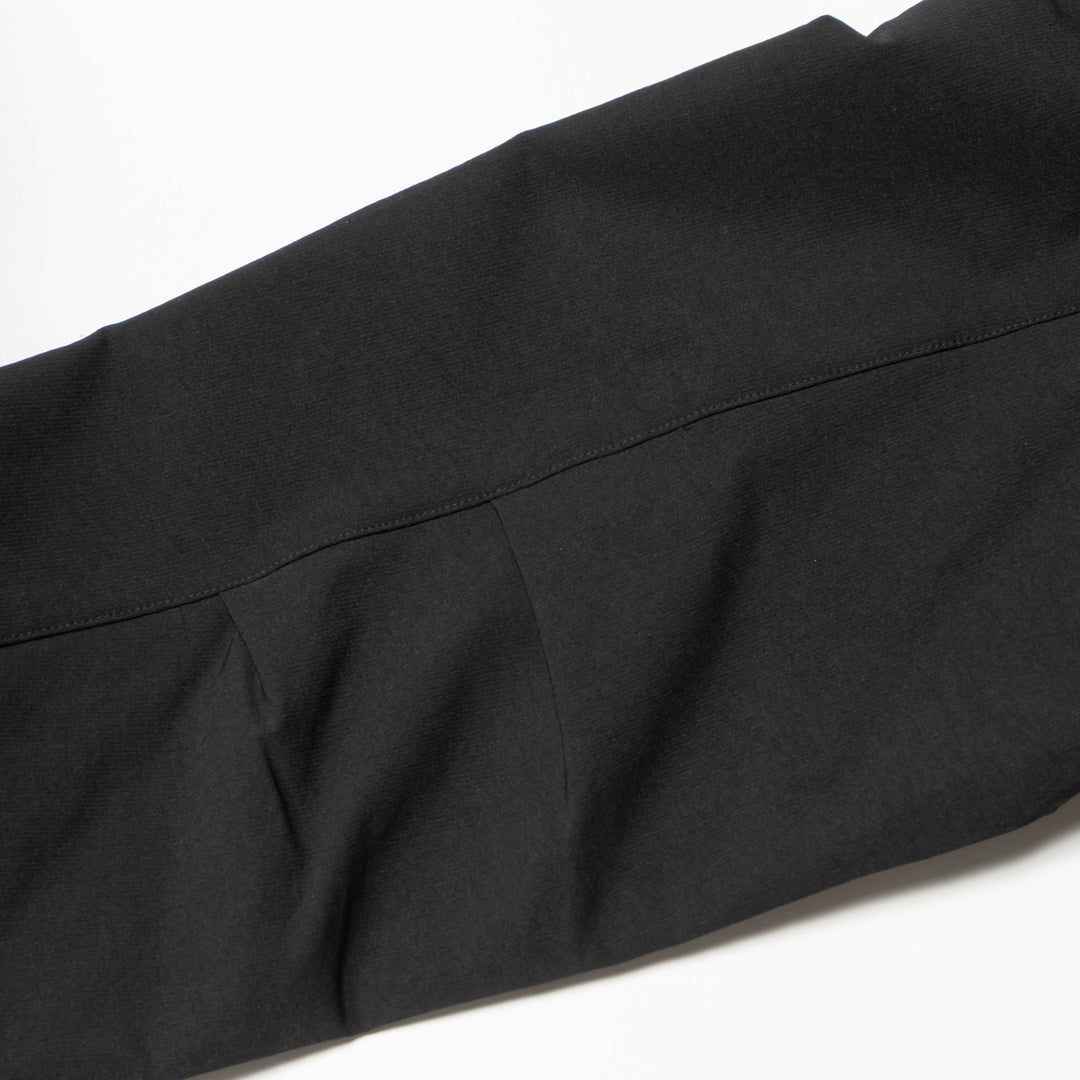 STRETCH NYLON STAND ZIP TOP, BLACK