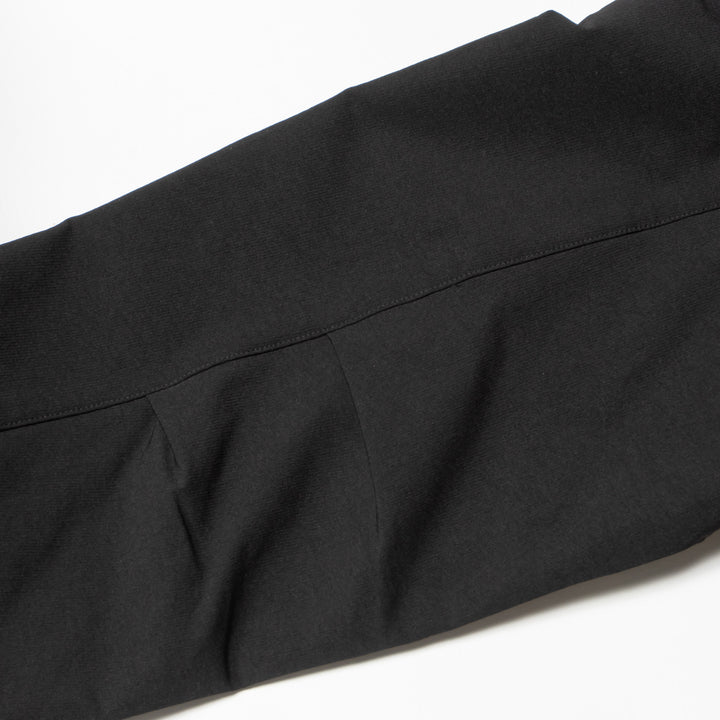 STRETCH NYLON STAND ZIP TOP, BLACK