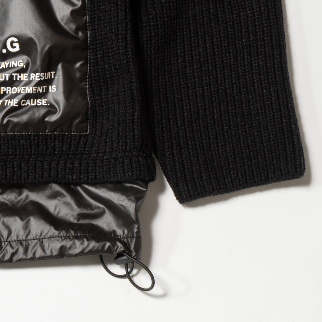 HYBRID HOOD KNIT, BLACK