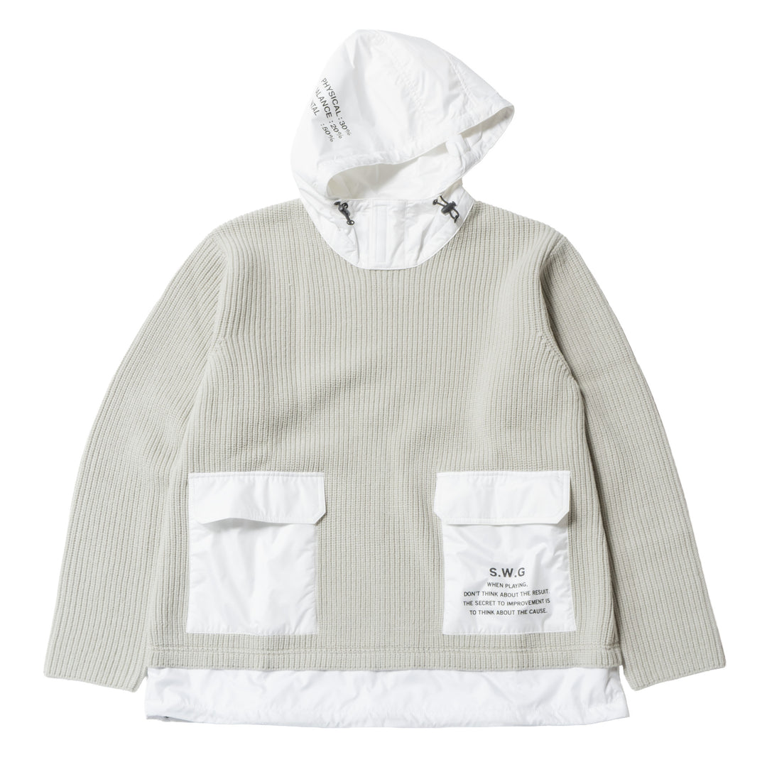 HYBRID HOOD KNIT, L.GRAY