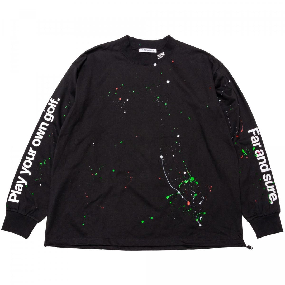 MOCK NECK L/TEE - B, PAINTED, BLACKメイン画像