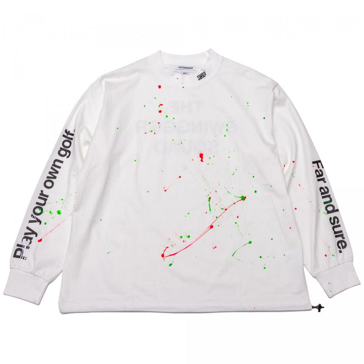 MOCK NECK L/TEE - B, PAINTED, WHITEメイン画像