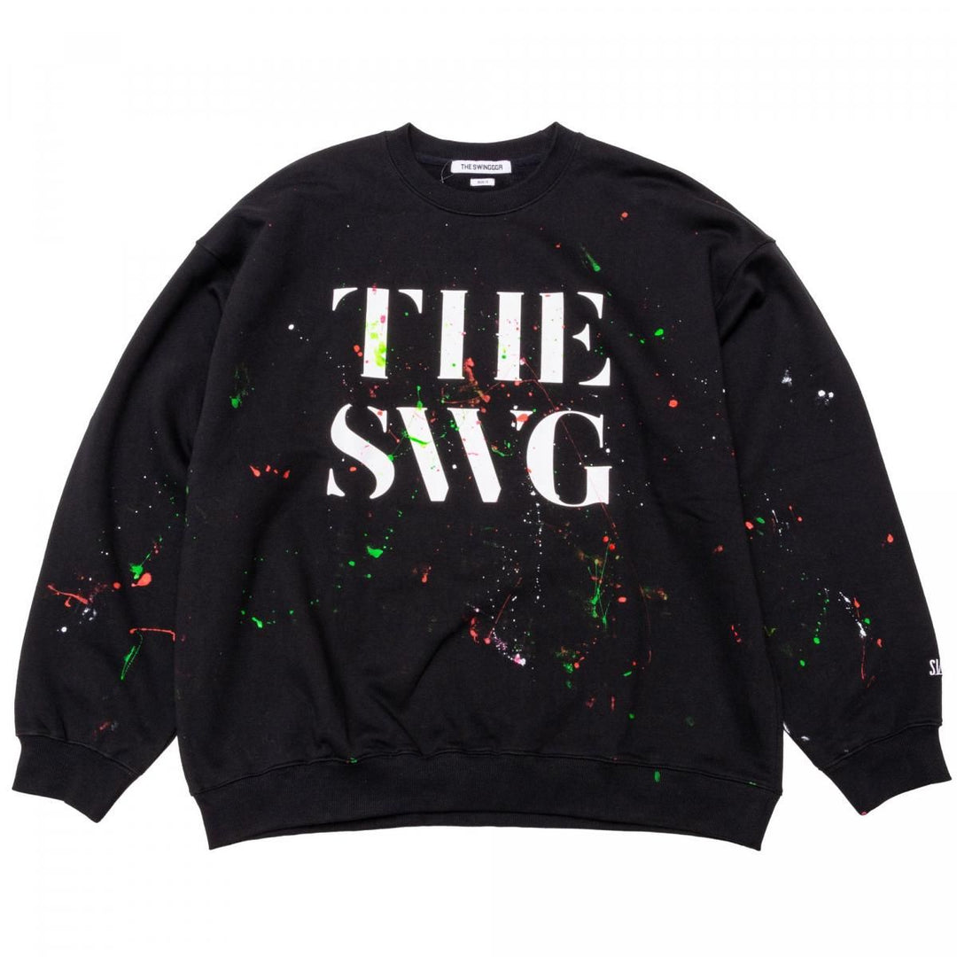 CREW NECK SWEAT, PAINTED, BLACKメイン画像