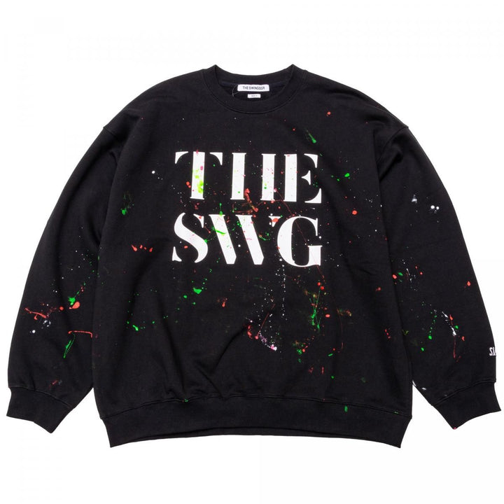 CREW NECK SWEAT, PAINTED, BLACKメイン画像