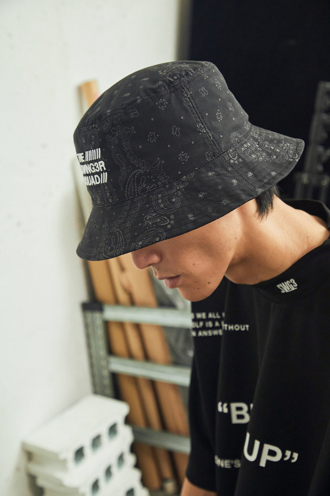 BANDANA BUCKET HAT, BLACK