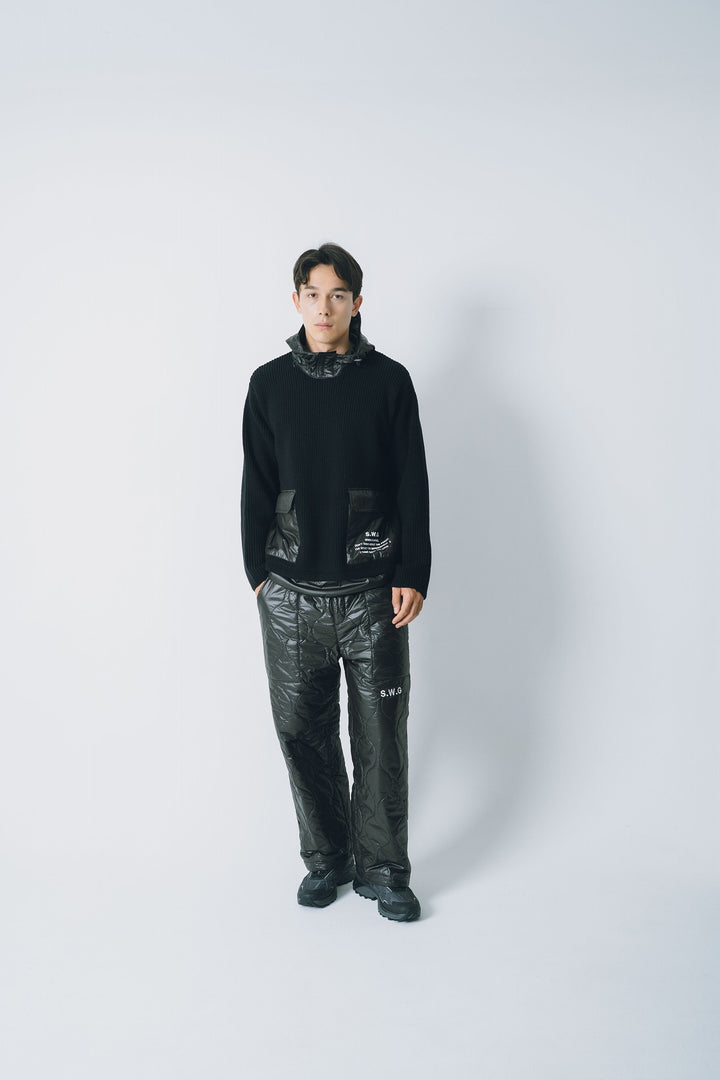 HYBRID HOOD KNIT, BLACK