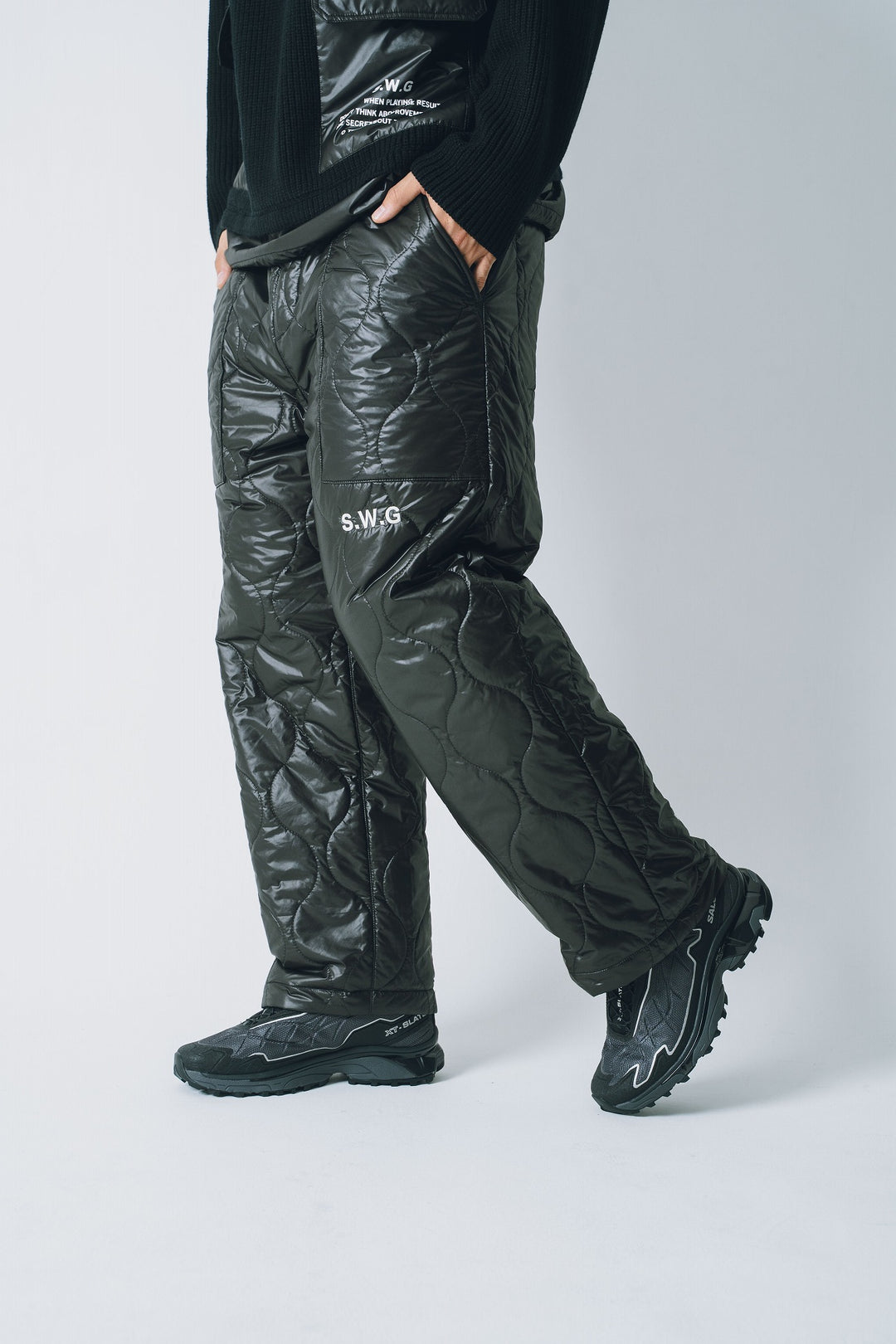 NYLON REVERSIBLE PANTS, BLACKxBLACK