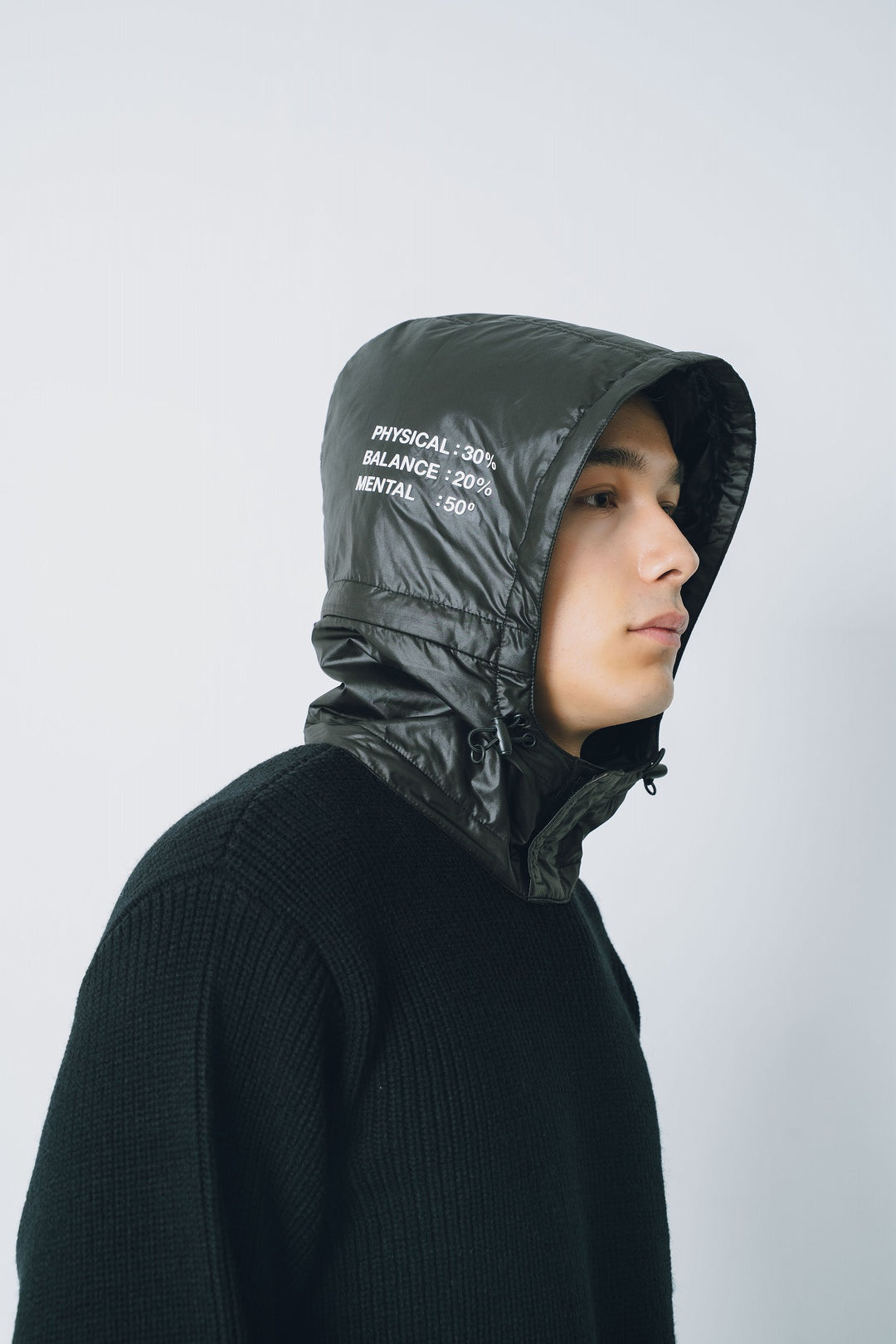 HYBRID HOOD KNIT, BLACK