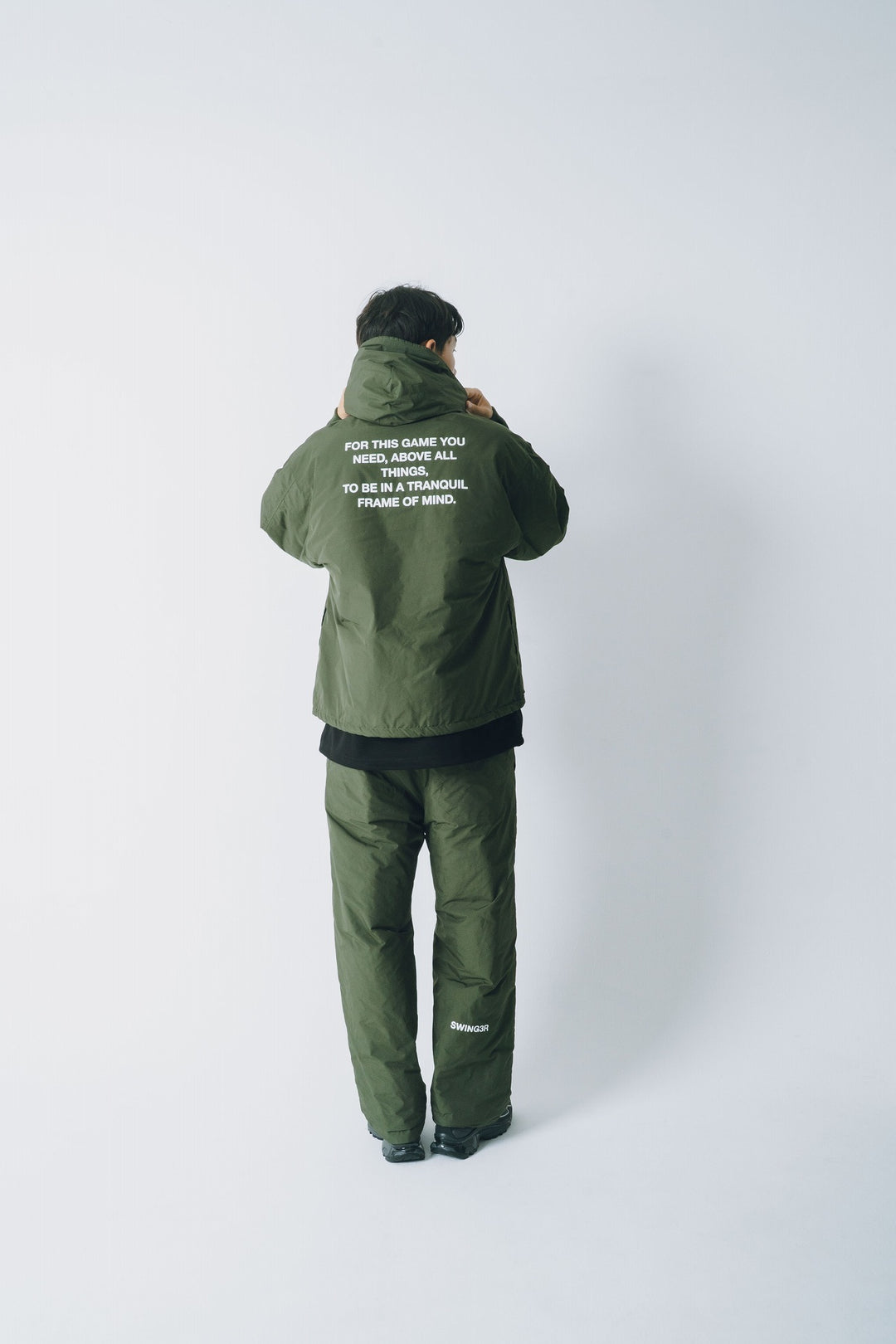 NYLON REVERSIBLE HOOD JACKET, KHAKIxGRAY