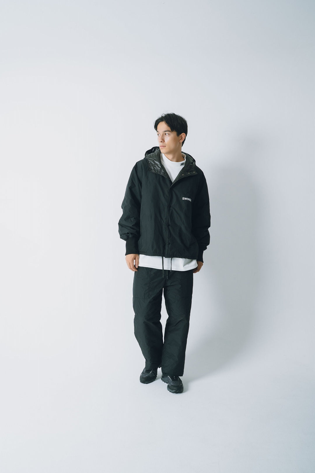 NYLON REVERSIBLE HOOD JACKET, BLACKxBLACK