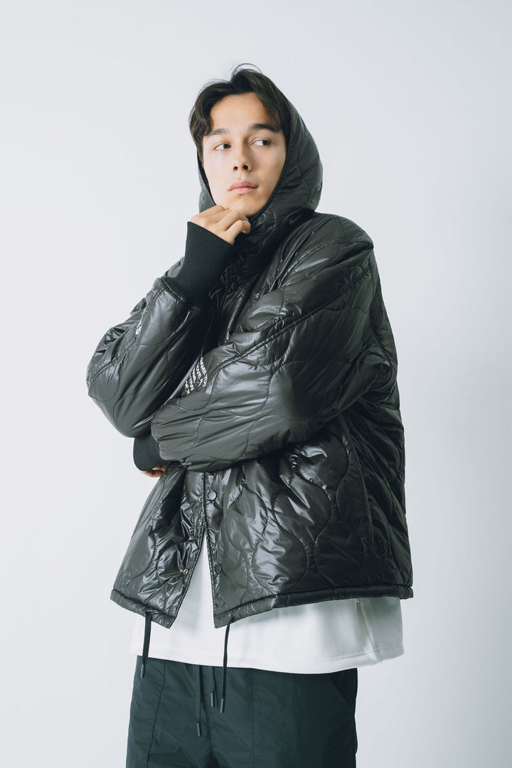 NYLON REVERSIBLE HOOD JACKET, BLACKxBLACK