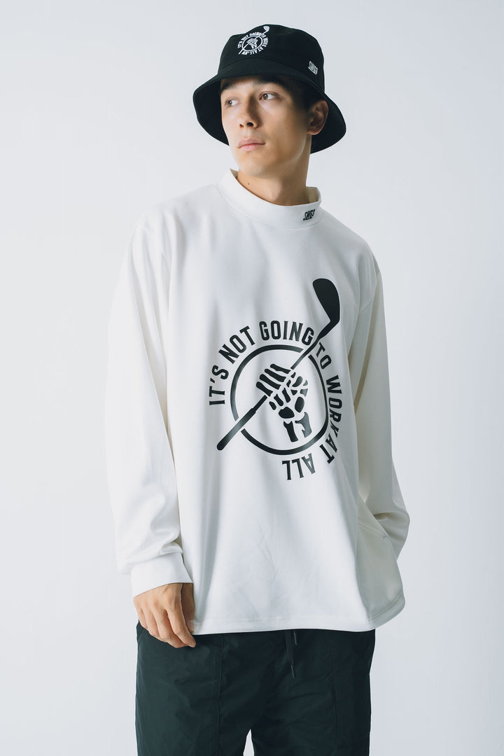 RETRY CLUB MOCK NECK L/TEE, WHITE