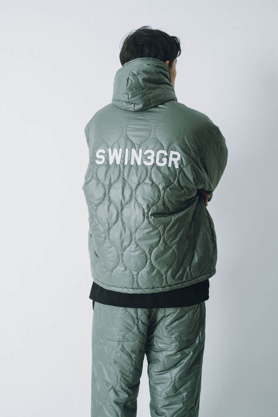 NYLON REVERSIBLE HOOD JACKET, KHAKIxGRAY