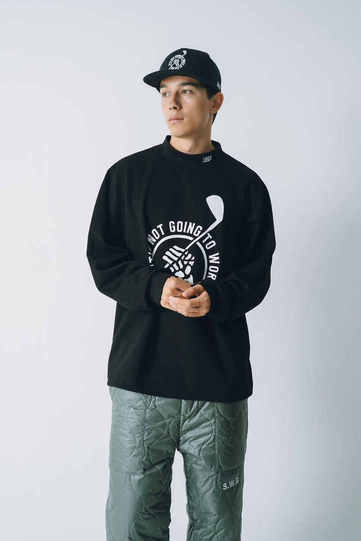 RETRY CLUB MOCK NECK L/TEE, BLACK