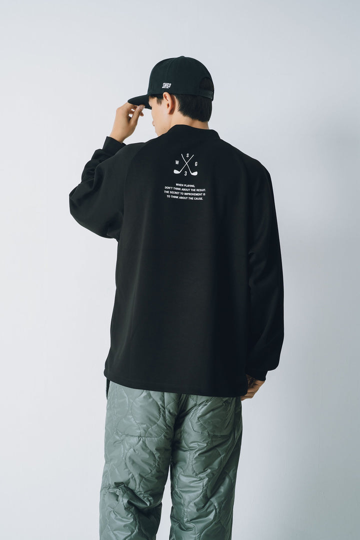 RETRY CLUB MOCK NECK L/TEE, BLACK