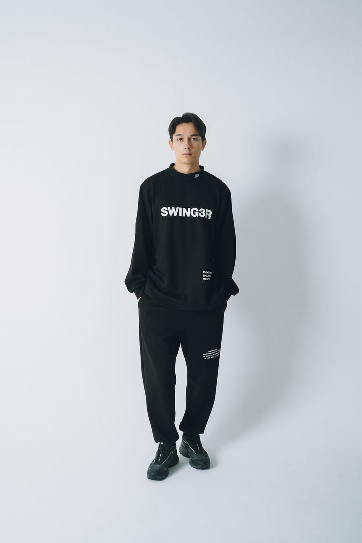 SWG3 MOCK NECK L/TEE, BLACK