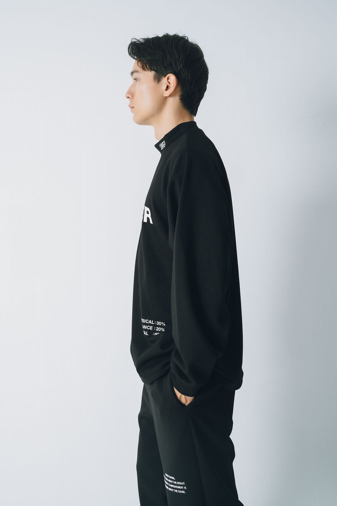 SWG3 MOCK NECK L/TEE, BLACK