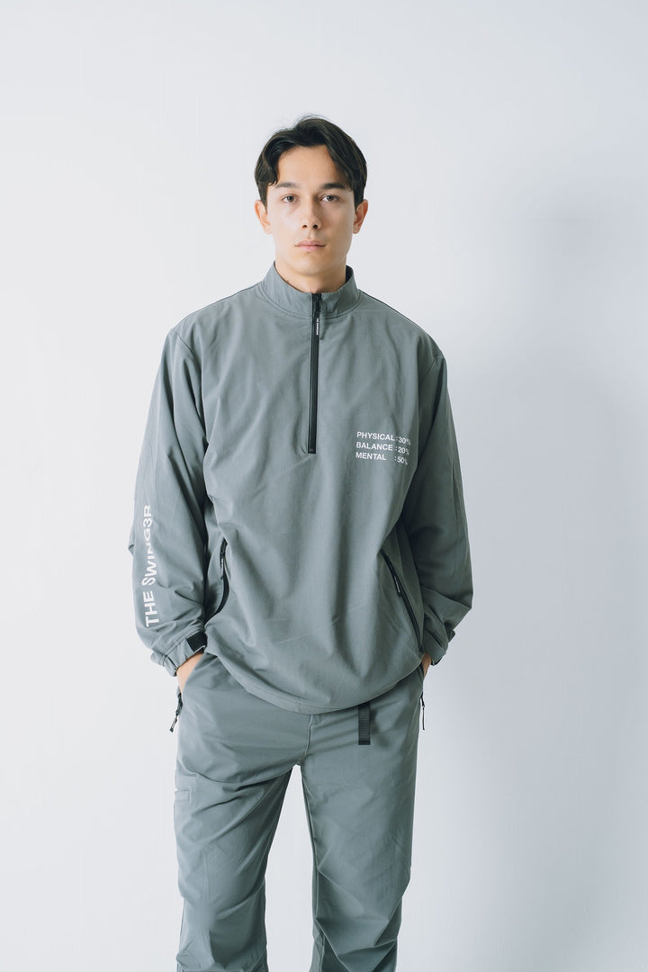 STRETCH NYLON STAND ZIP TOP, L.GRAY