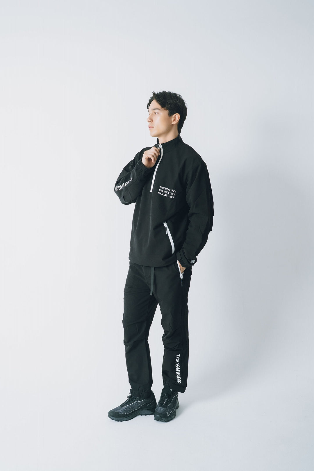 STRETCH NYLON PANTS, BLACK