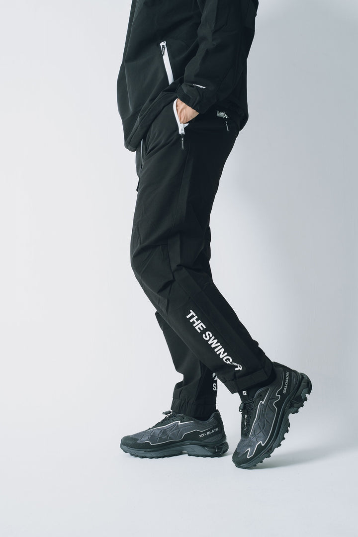 STRETCH NYLON PANTS, BLACK