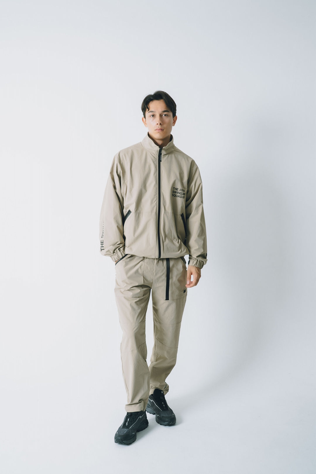 NYLON TRACK PANTS, BEIGE