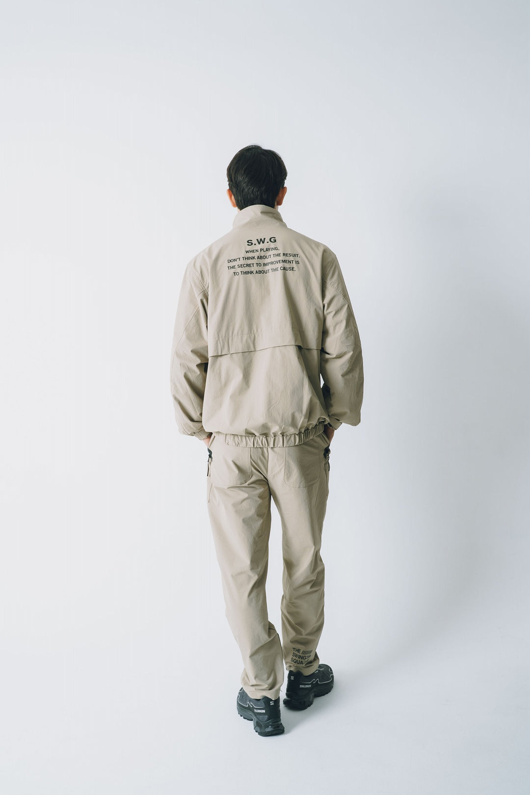 NYLON TRACK PANTS, BEIGE
