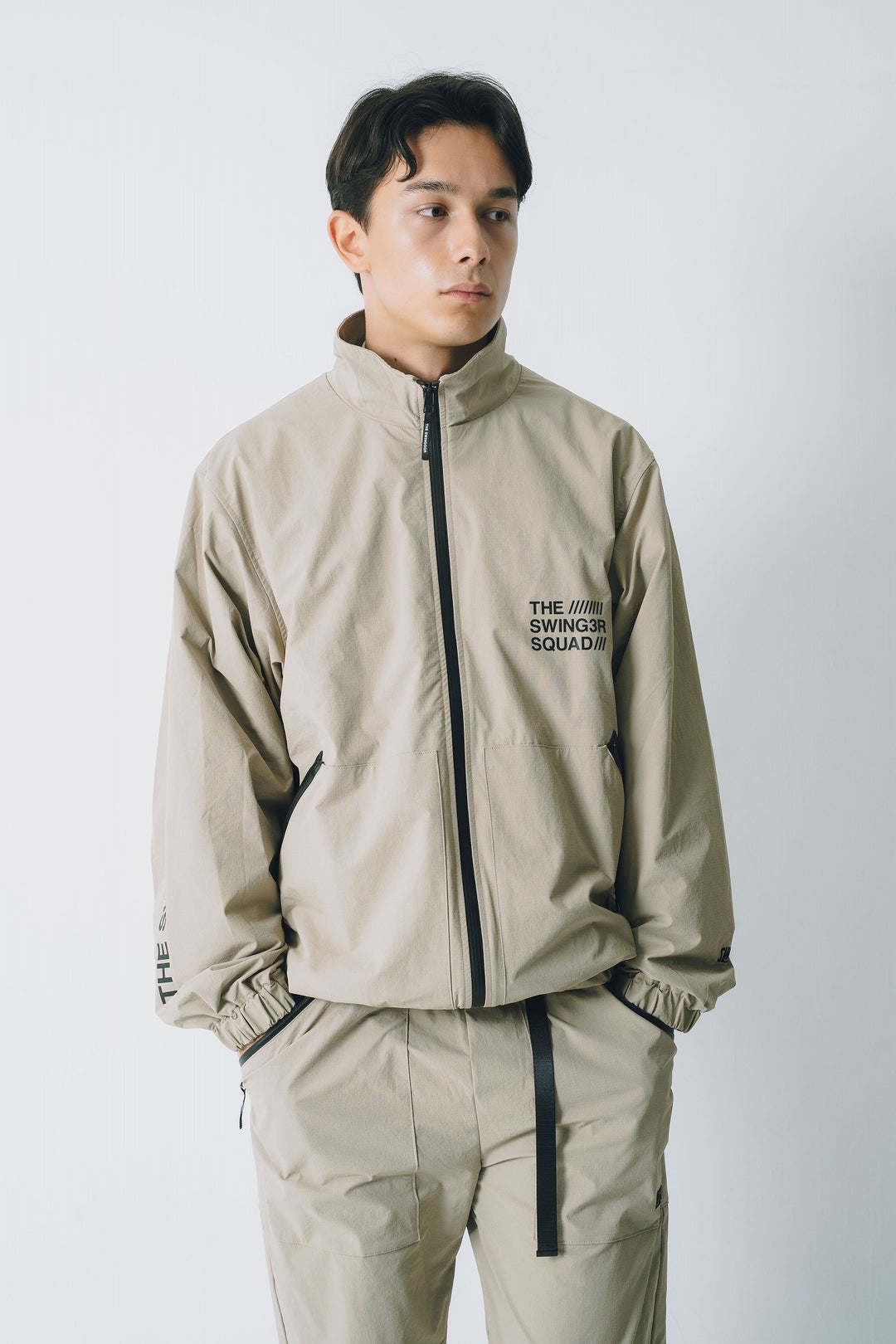NYLON TRACK JACKET, BEIGE