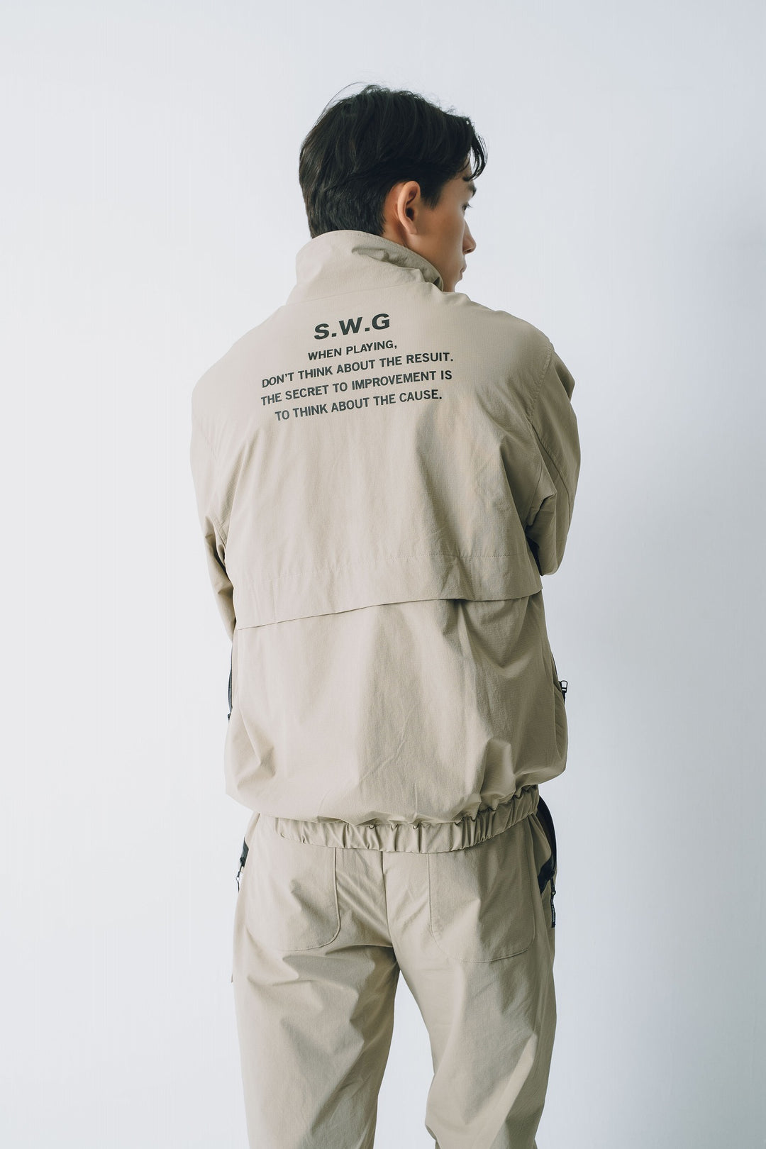 NYLON TRACK JACKET, BEIGE