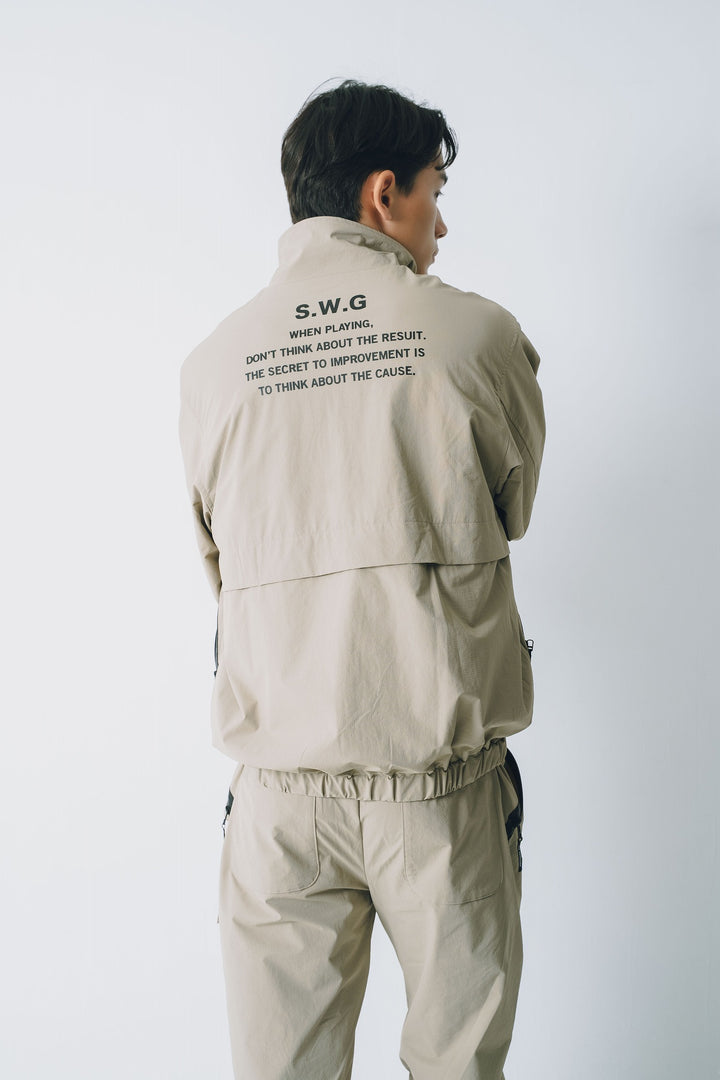 NYLON TRACK JACKET, BEIGE