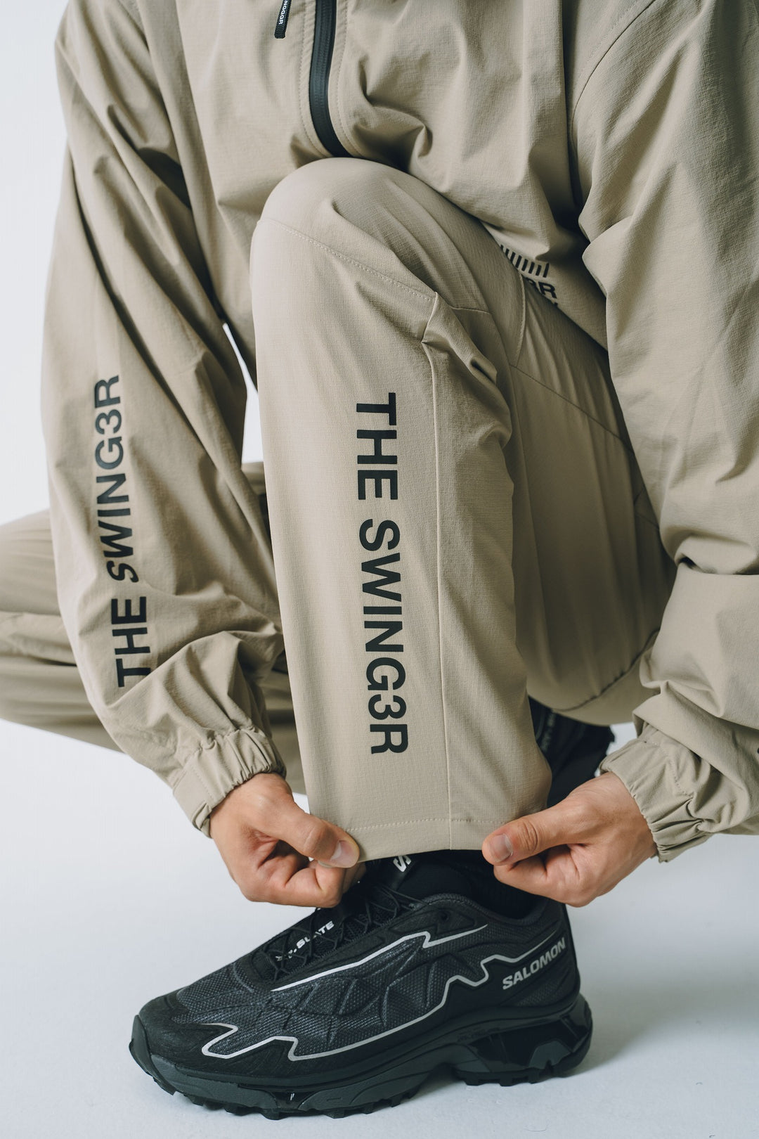 NYLON TRACK PANTS, BEIGE