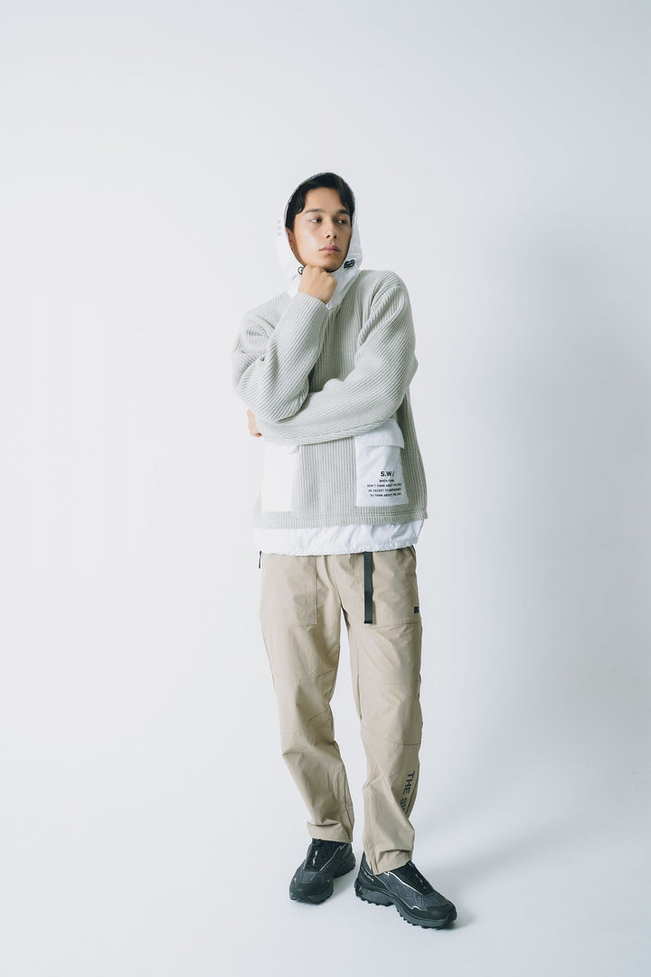 HYBRID HOOD KNIT, L.GRAY