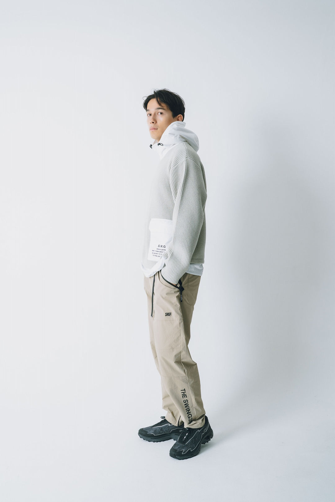 HYBRID HOOD KNIT, L.GRAY