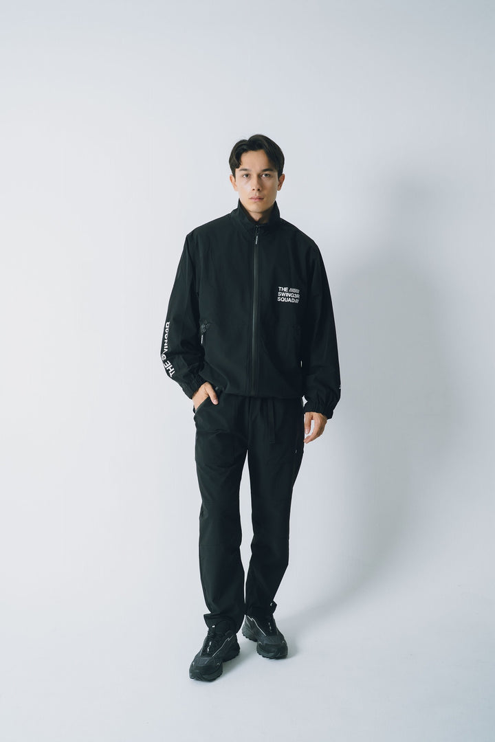 NYLON TRACK PANTS, BLACK