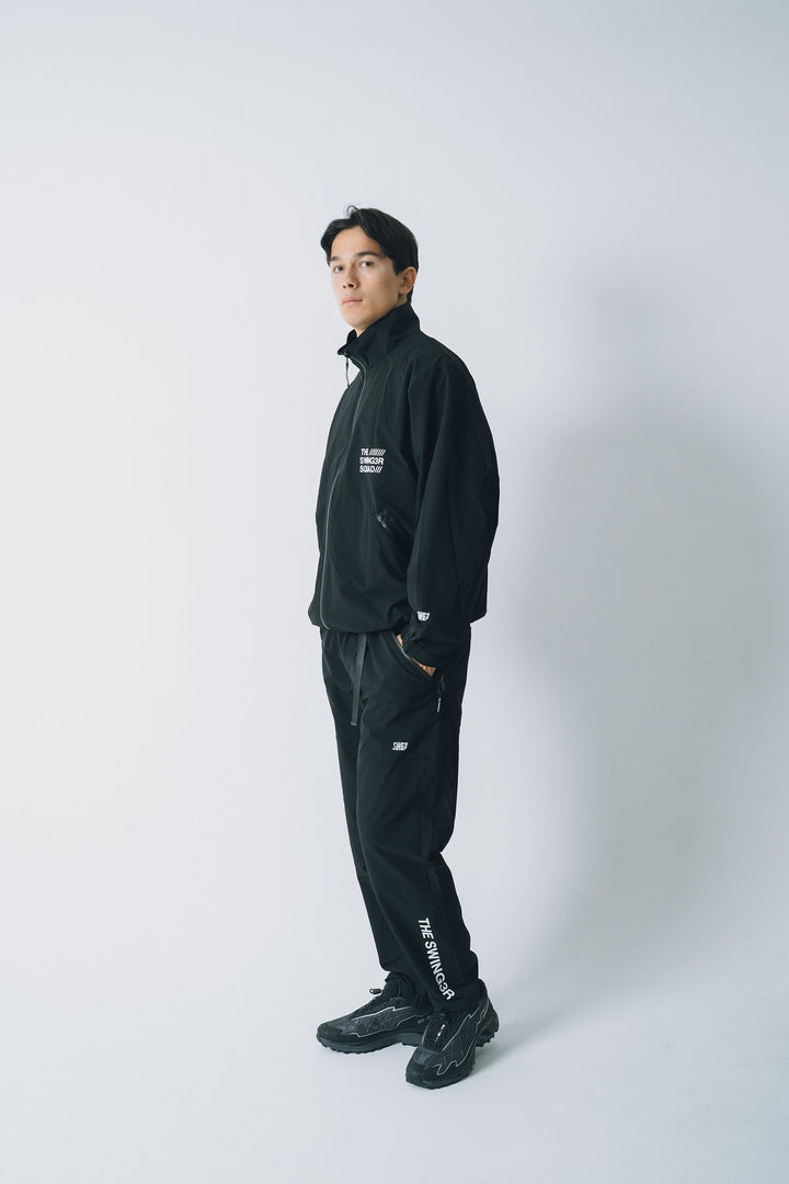 NYLON TRACK PANTS, BLACK
