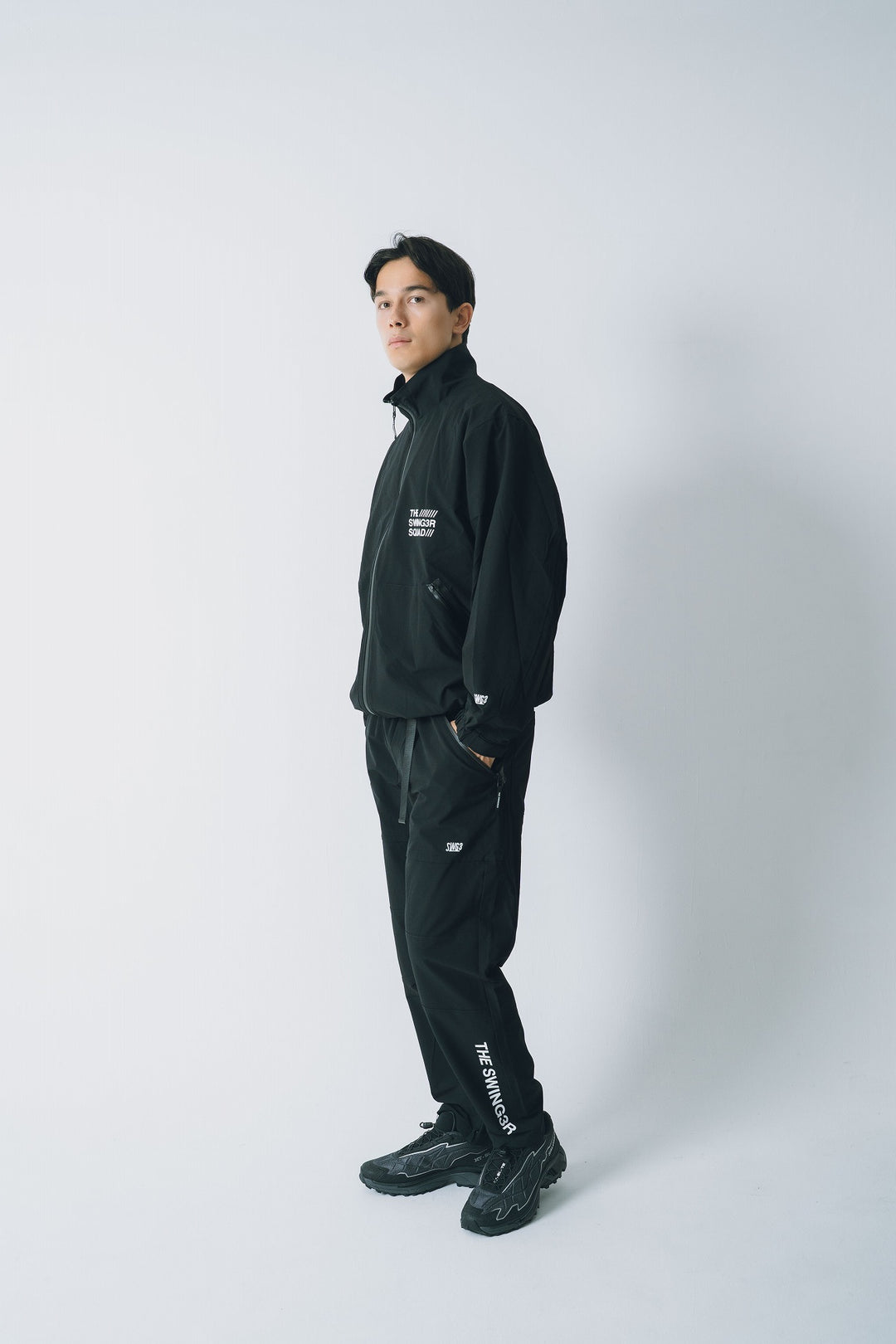 NYLON TRACK JACKET, BLACK