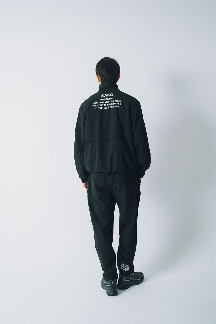 NYLON TRACK PANTS, BLACK