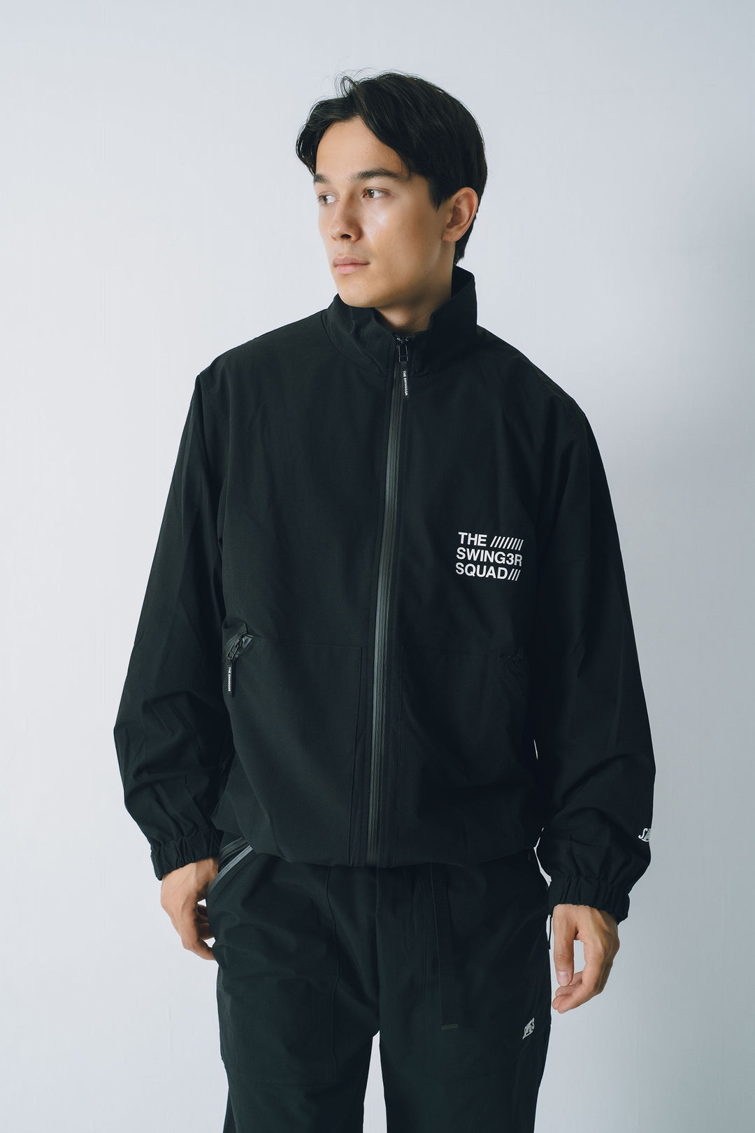 NYLON TRACK JACKET, BLACK