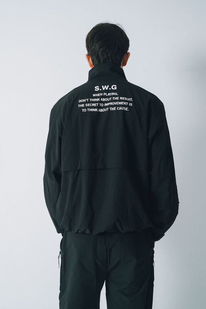 NYLON TRACK JACKET, BLACK